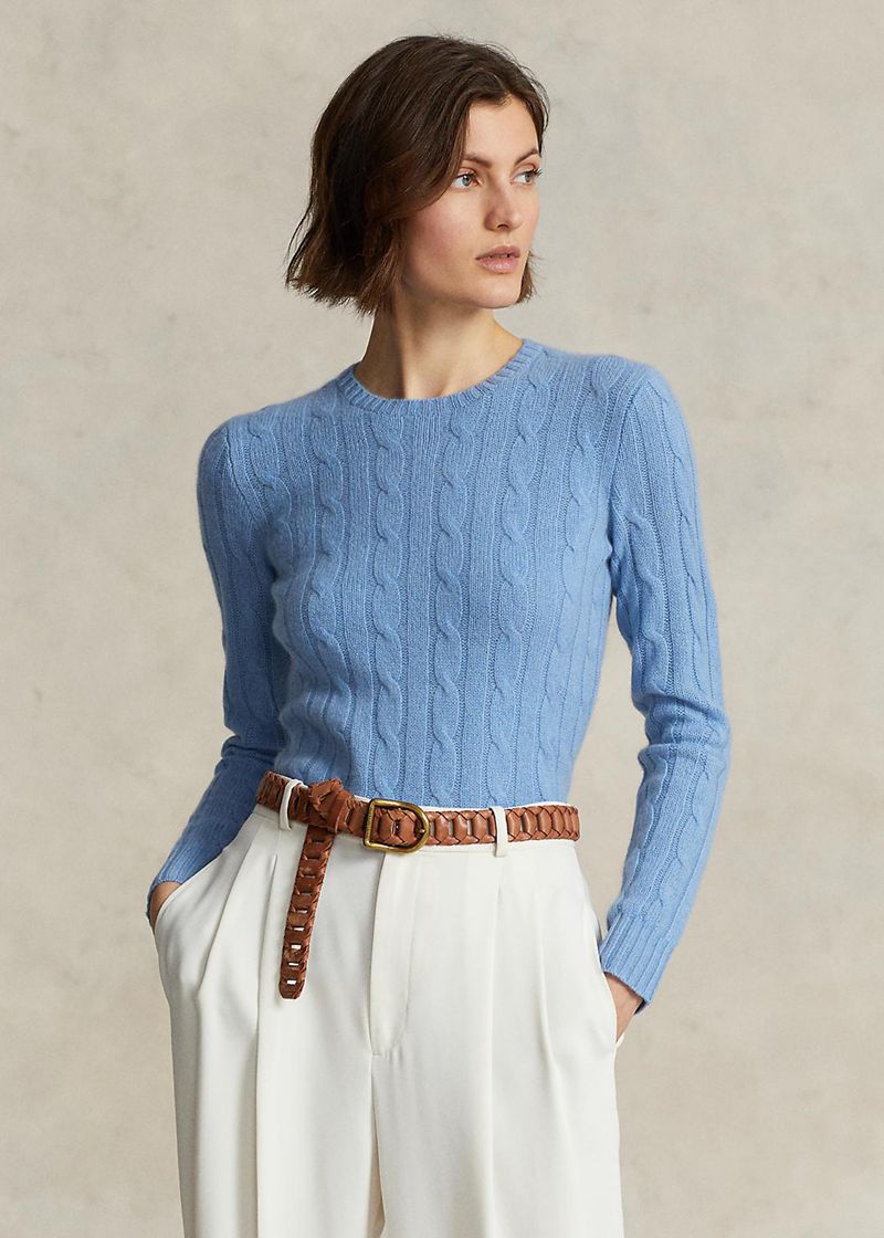 Sueter Polo Ralph Lauren Mujer Cable-Knit Cashmere Jumper Chile Azules QZJAV-0845